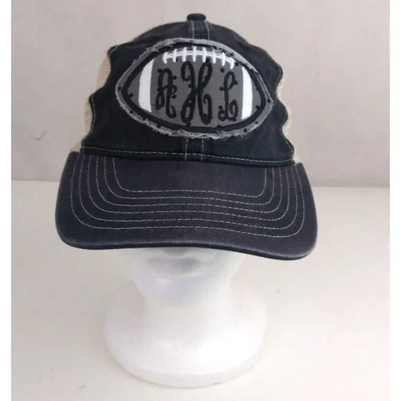 AHL Monogramed Football Unisex Embroidered Patch Adjustable Baseball Cap - Picture 1 of 7